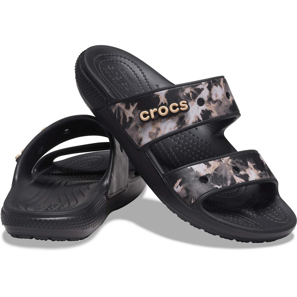 Black Men's Crocs Classic Bleach Dye Sandals | NZ 1248MQZA